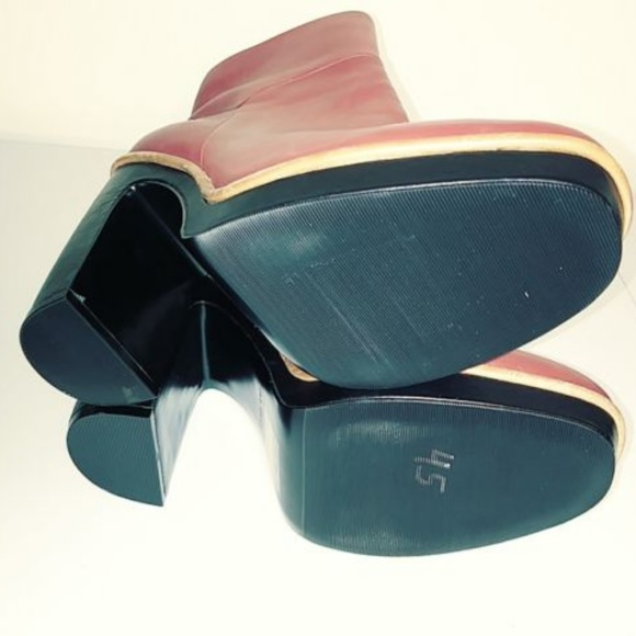 Aldo Brand Red Red Leather Thick Stacked Ankle - Picture 6 of 7